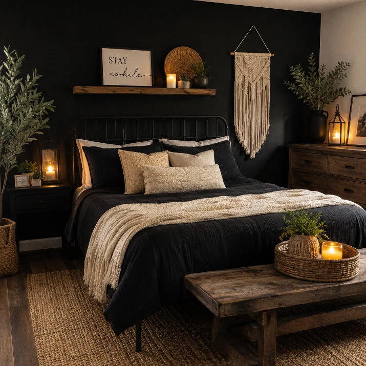 Black Bedroom Decor: 10 Boho Farmhouse Ideas on a Budget